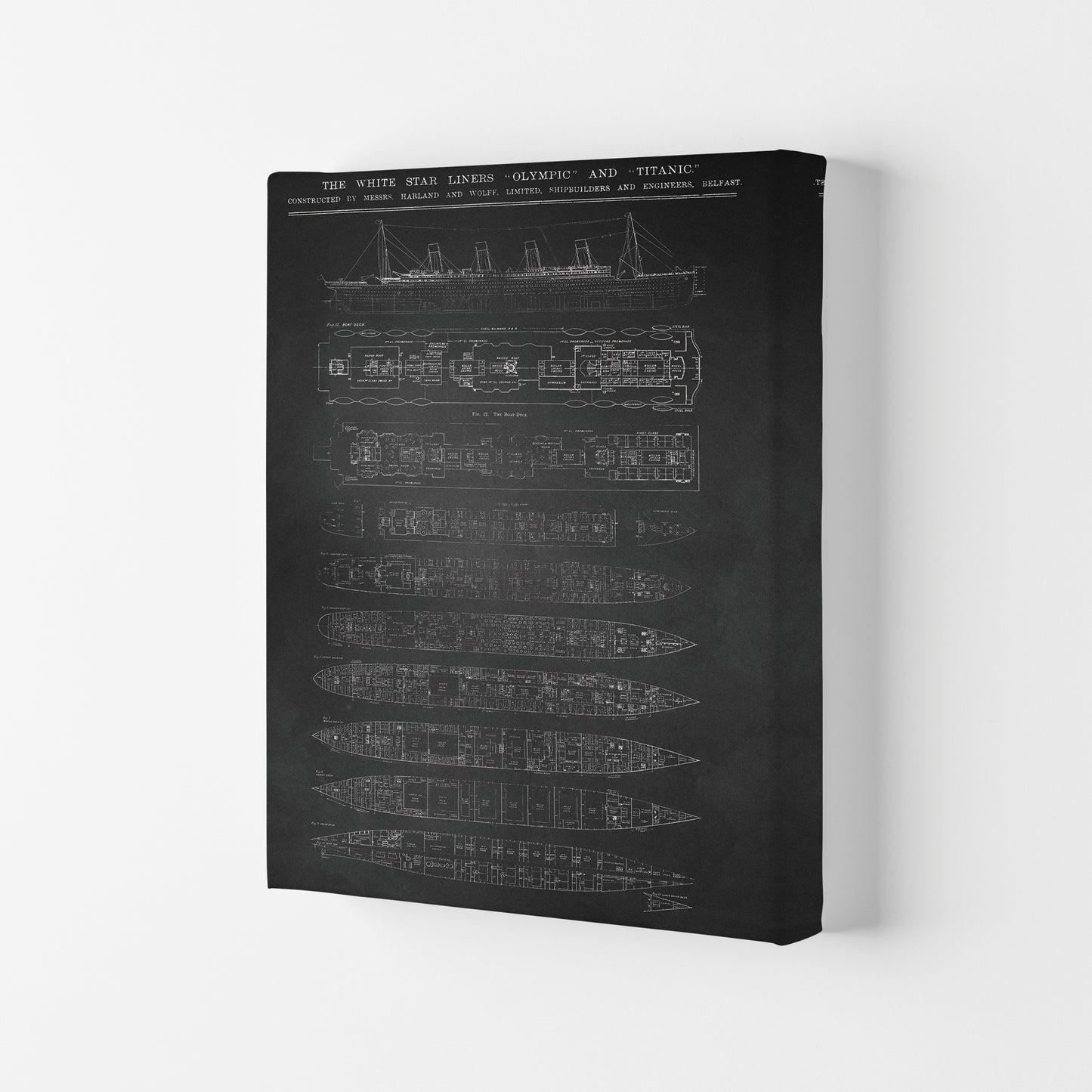 Titanic Patent- Chalkboard Art Print by Jason Stanley Canvas