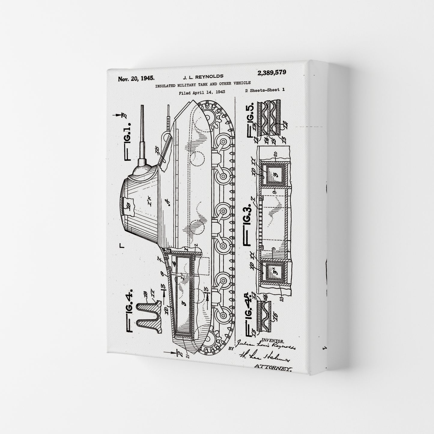 Military Tank 2 Patent Art Print by Jason Stanley Canvas