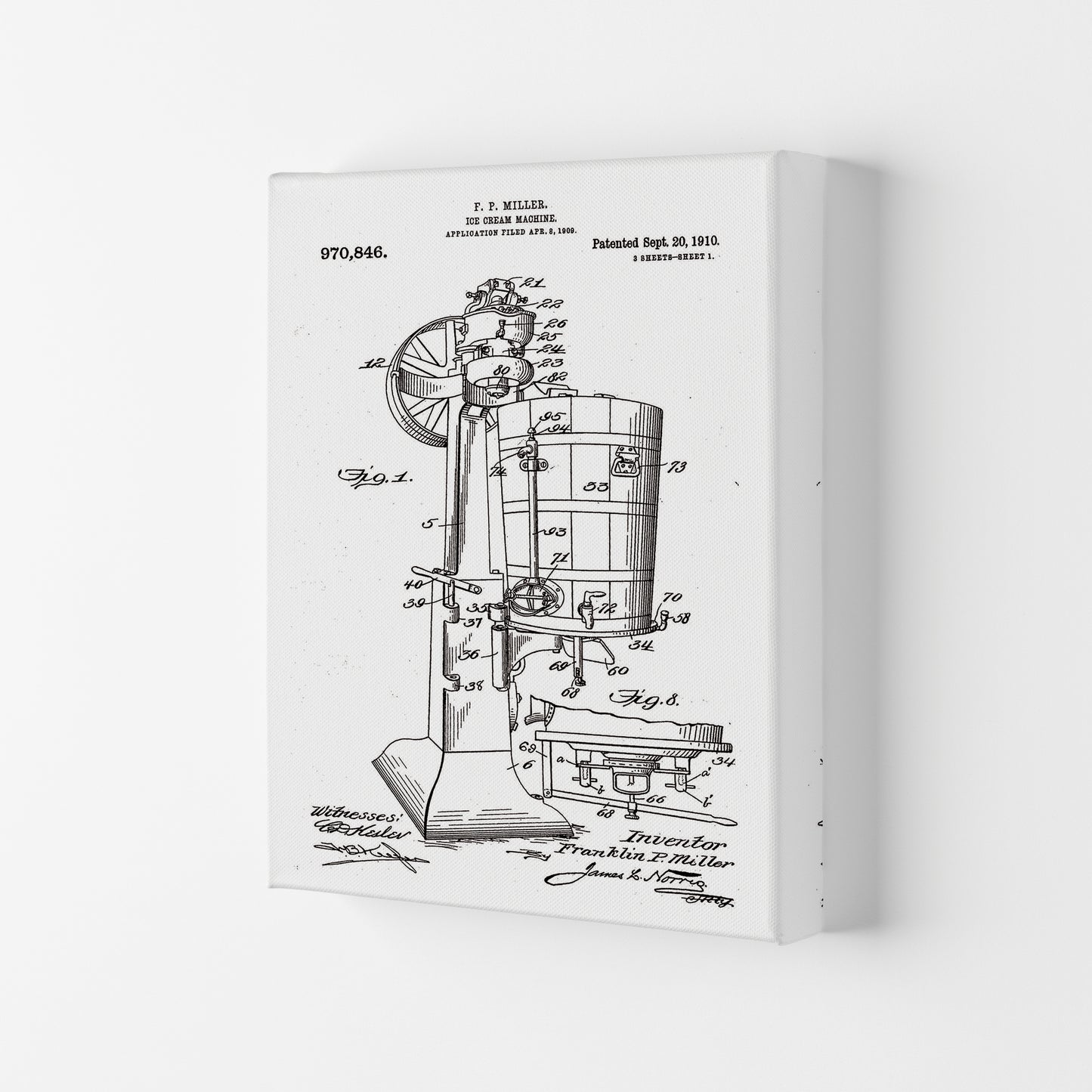 Ice Cream Machine Patent Art Print by Jason Stanley Canvas