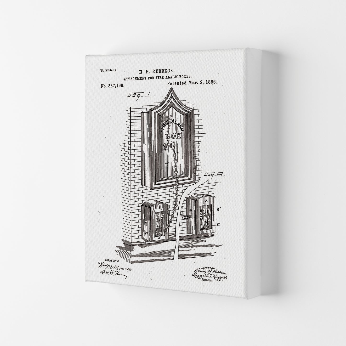 Fire Alarm Box Patent Art Print by Jason Stanley Canvas
