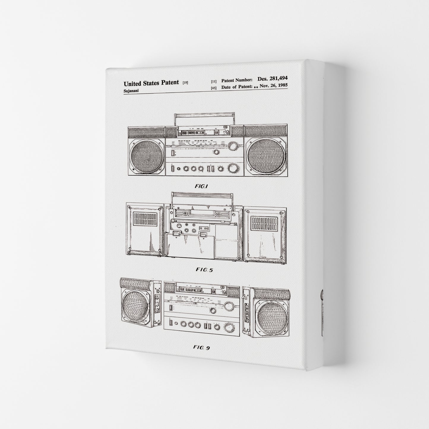 Ghetto Blaster Patent Art Print by Jason Stanley Canvas