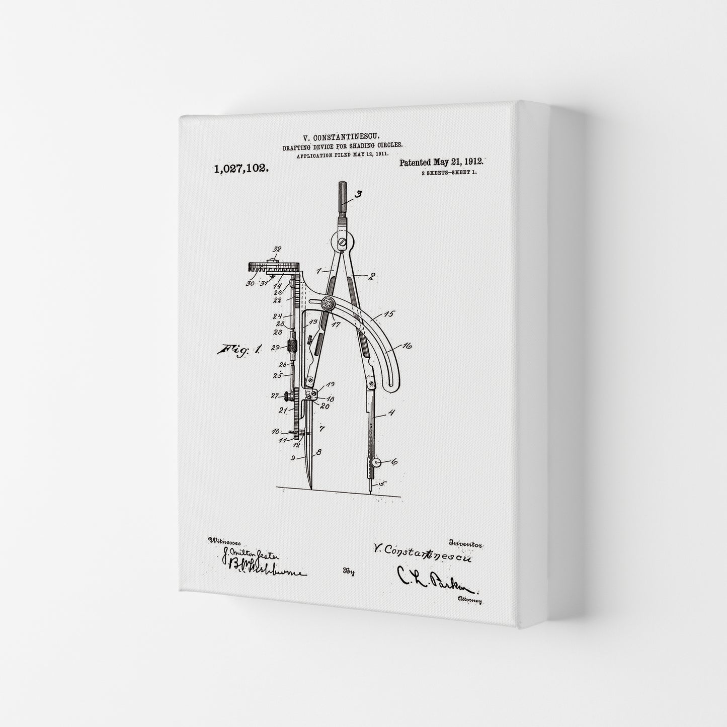 Drafting Device Patent Art Print by Jason Stanley Canvas