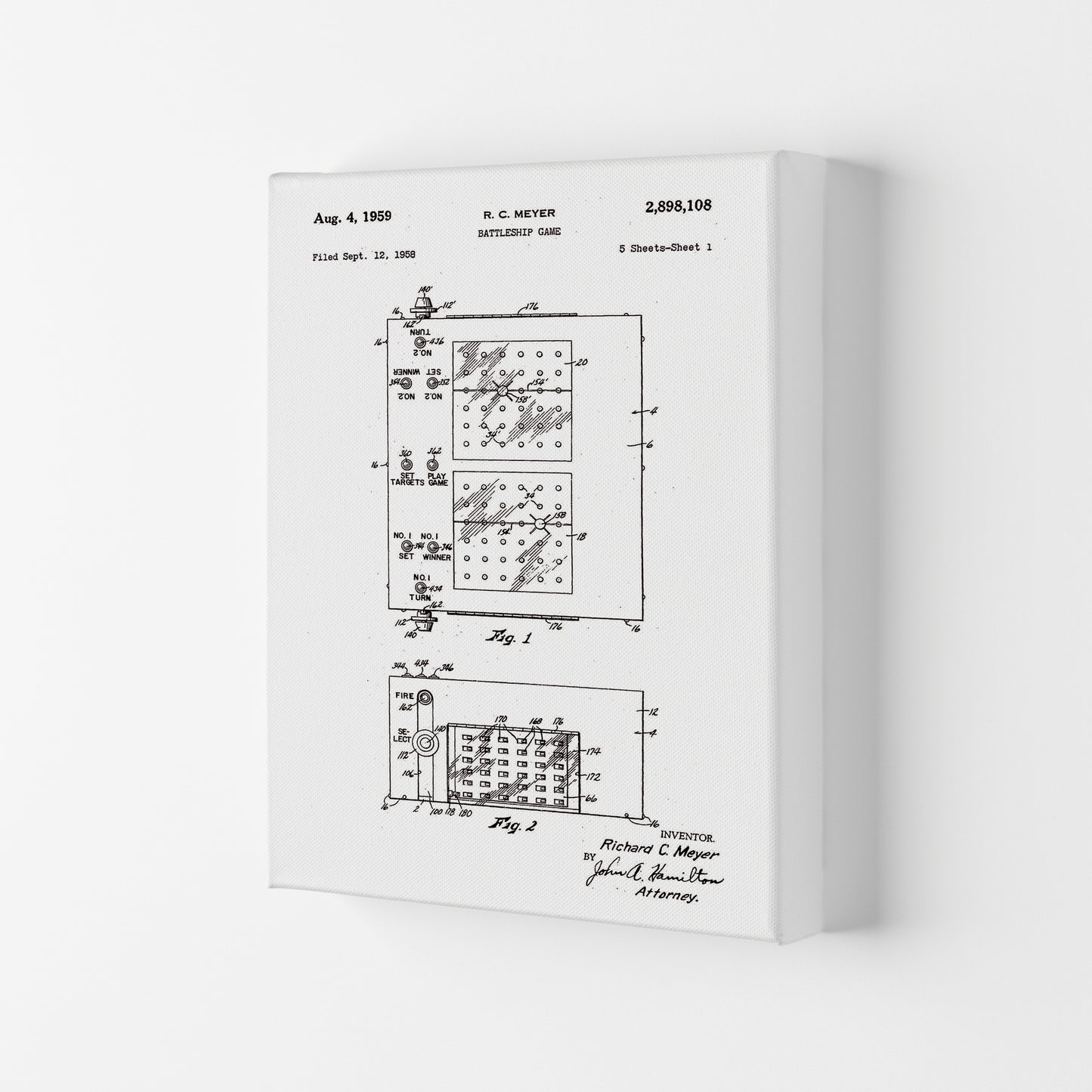 Battleship Game Patent Art Print by Jason Stanley Canvas