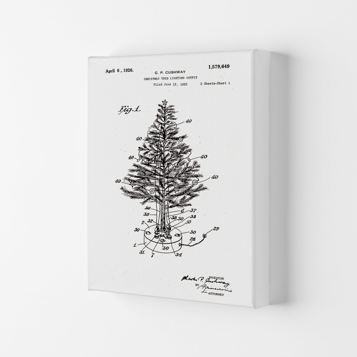 Christmas Tree Patent Art Print by Jason Stanley Canvas
