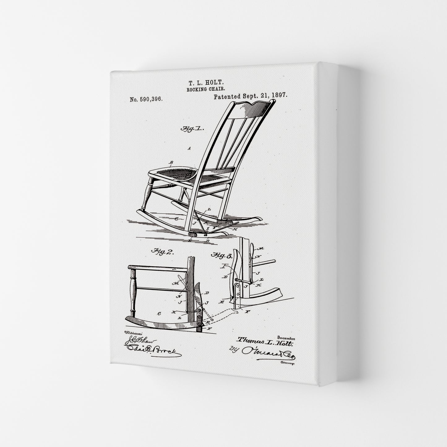 Rocking Chair Patent Art Print by Jason Stanley Canvas