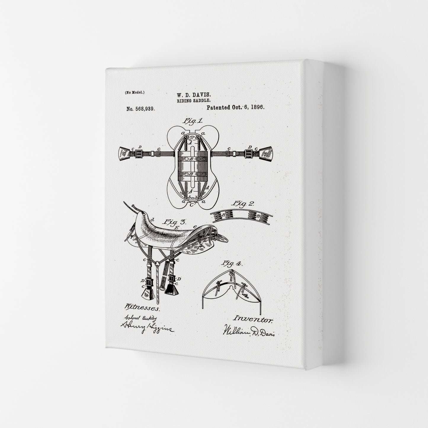 Riding Saddle Patent Art Print by Jason Stanley Canvas