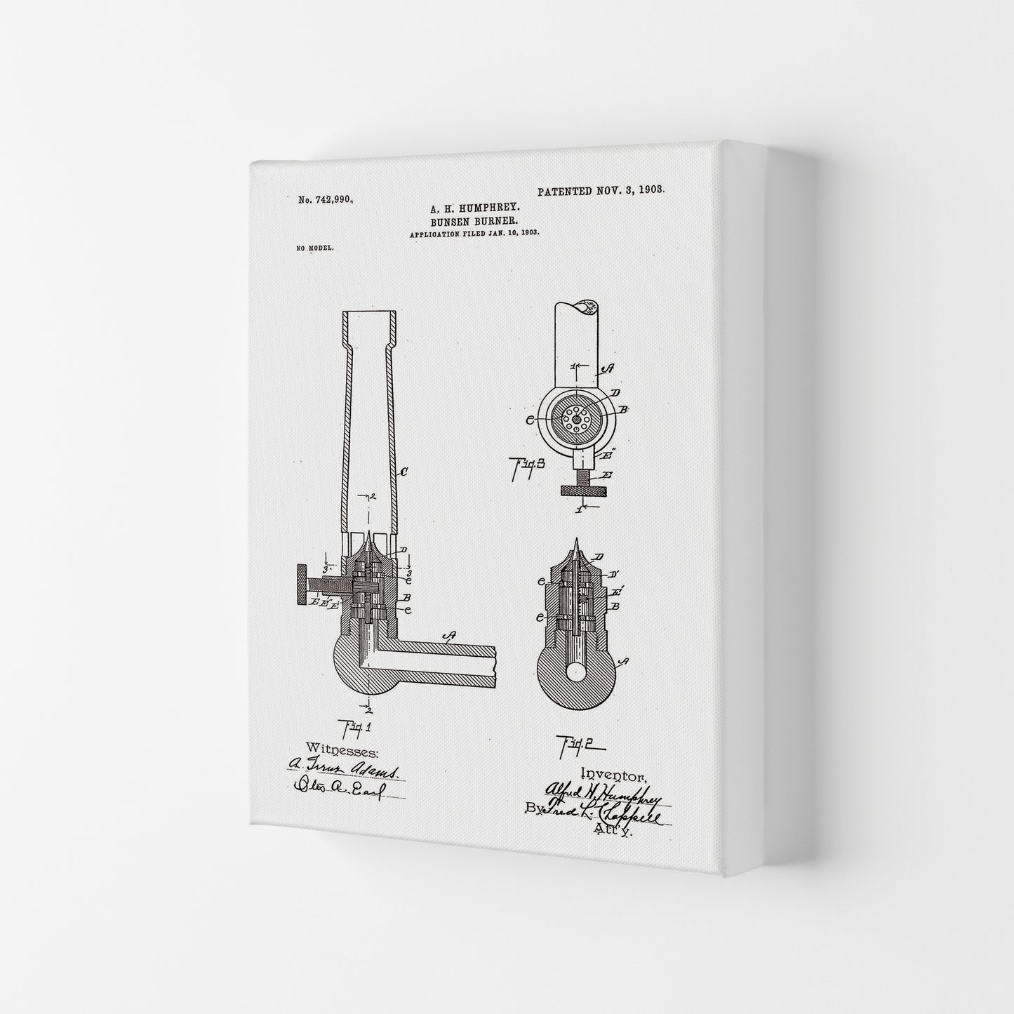 Bunsen Burner Patent Art Print by Jason Stanley Canvas