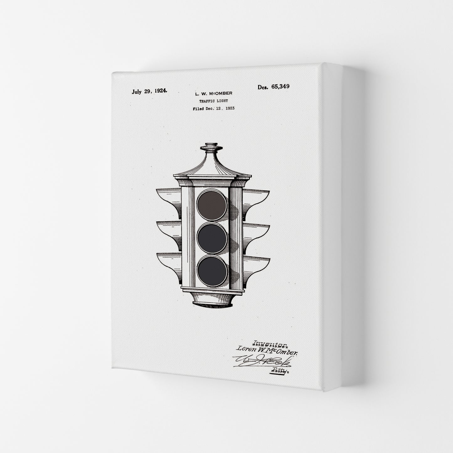 Traffic Light Patent Art Print by Jason Stanley Canvas