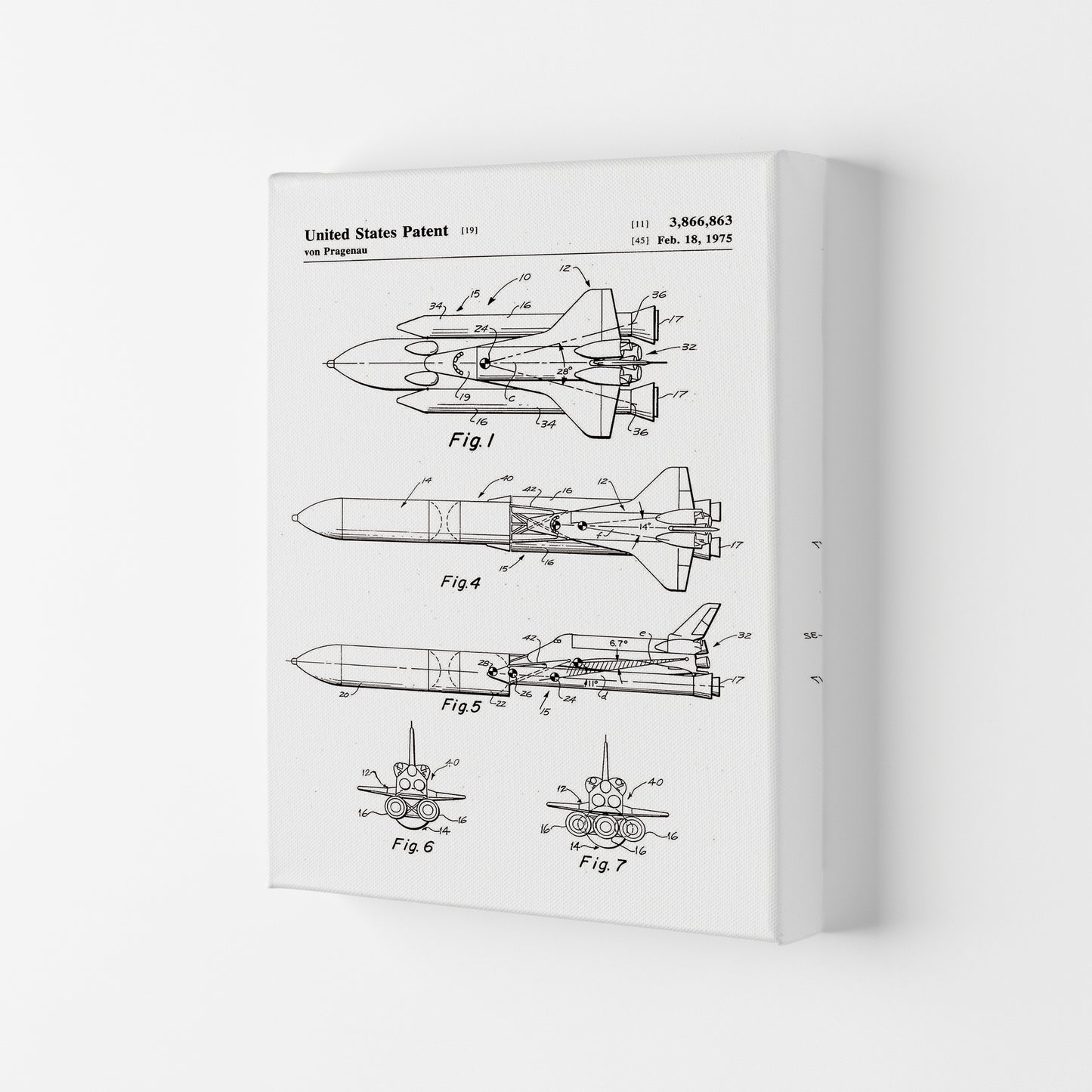 Space Shuttle Patent Art Print by Jason Stanley Canvas