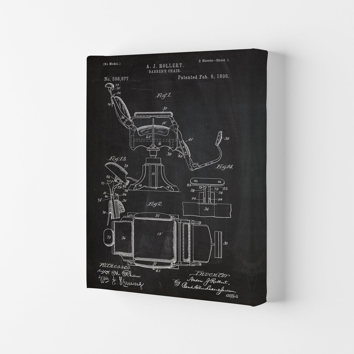 Barber's Chair Patent Art Print by Jason Stanley Canvas