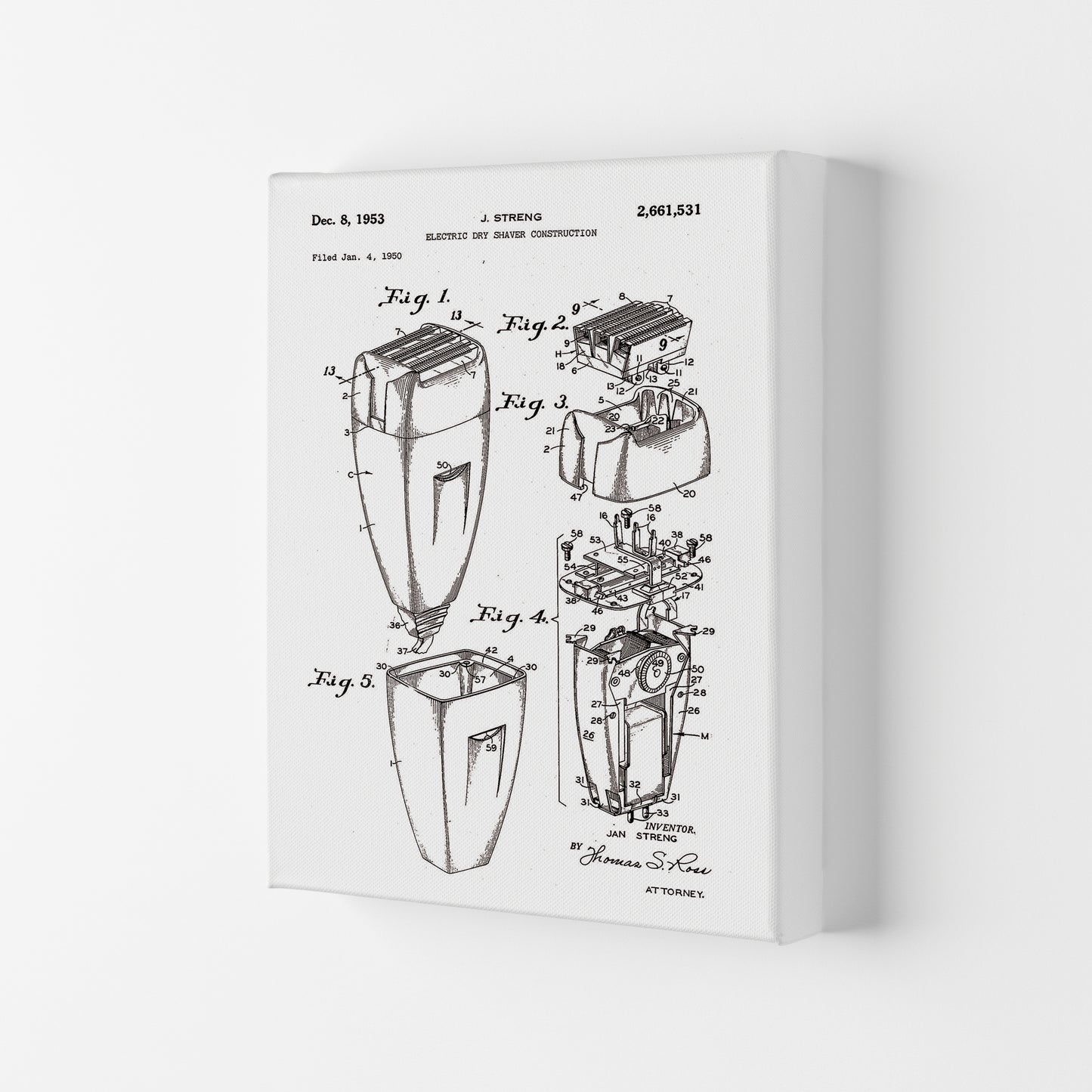 Electric Razor Patent Art Print by Jason Stanley Canvas