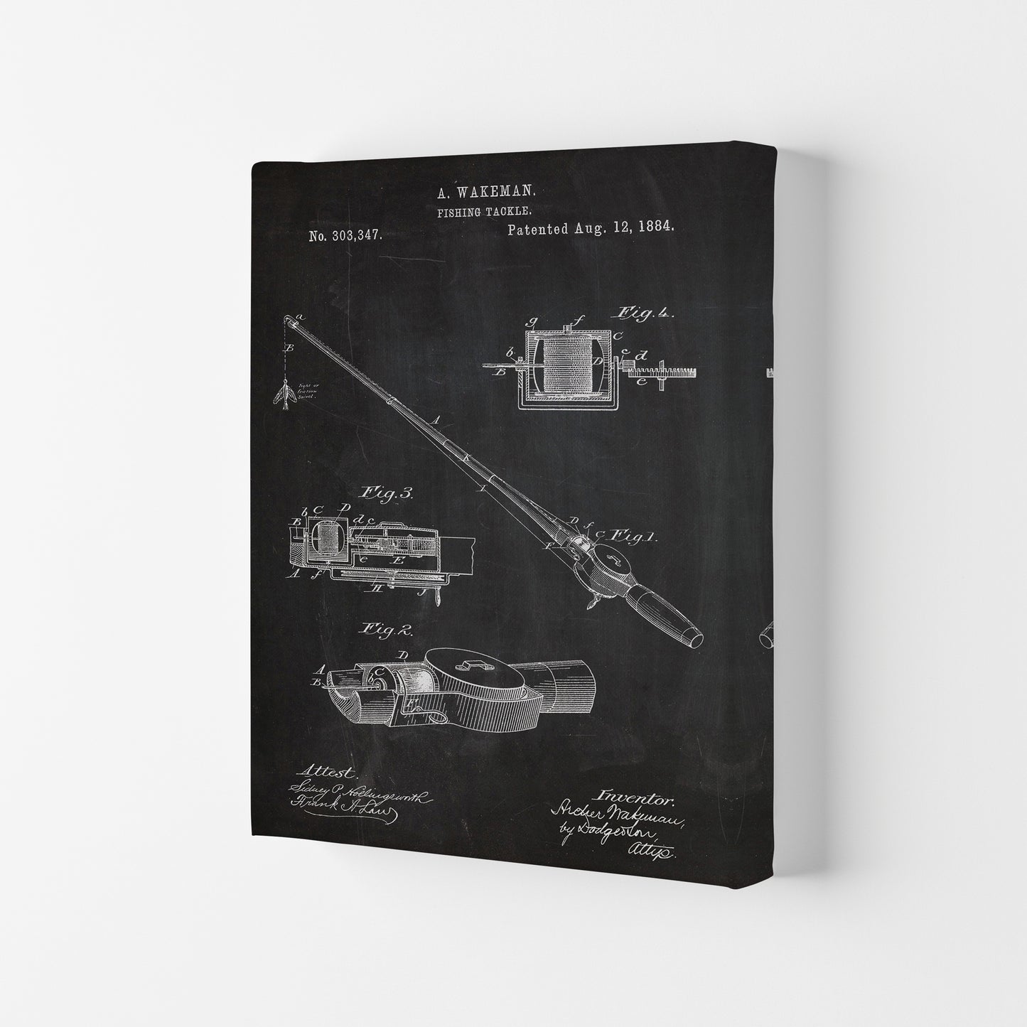 Fishing Rod Patent Art Print by Jason Stanley Canvas