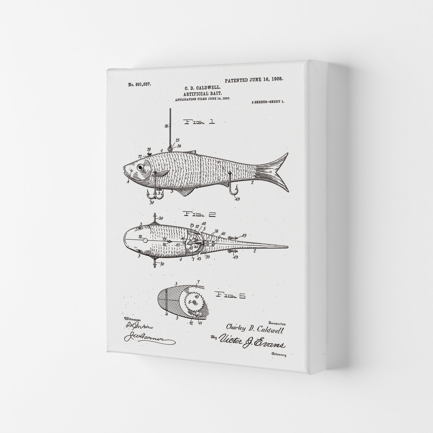 Fishing Lure Patent Art Print by Jason Stanley Canvas