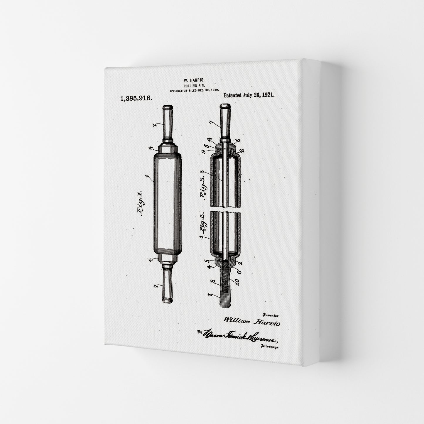 Rolling Pin Patent Art Print by Jason Stanley Canvas