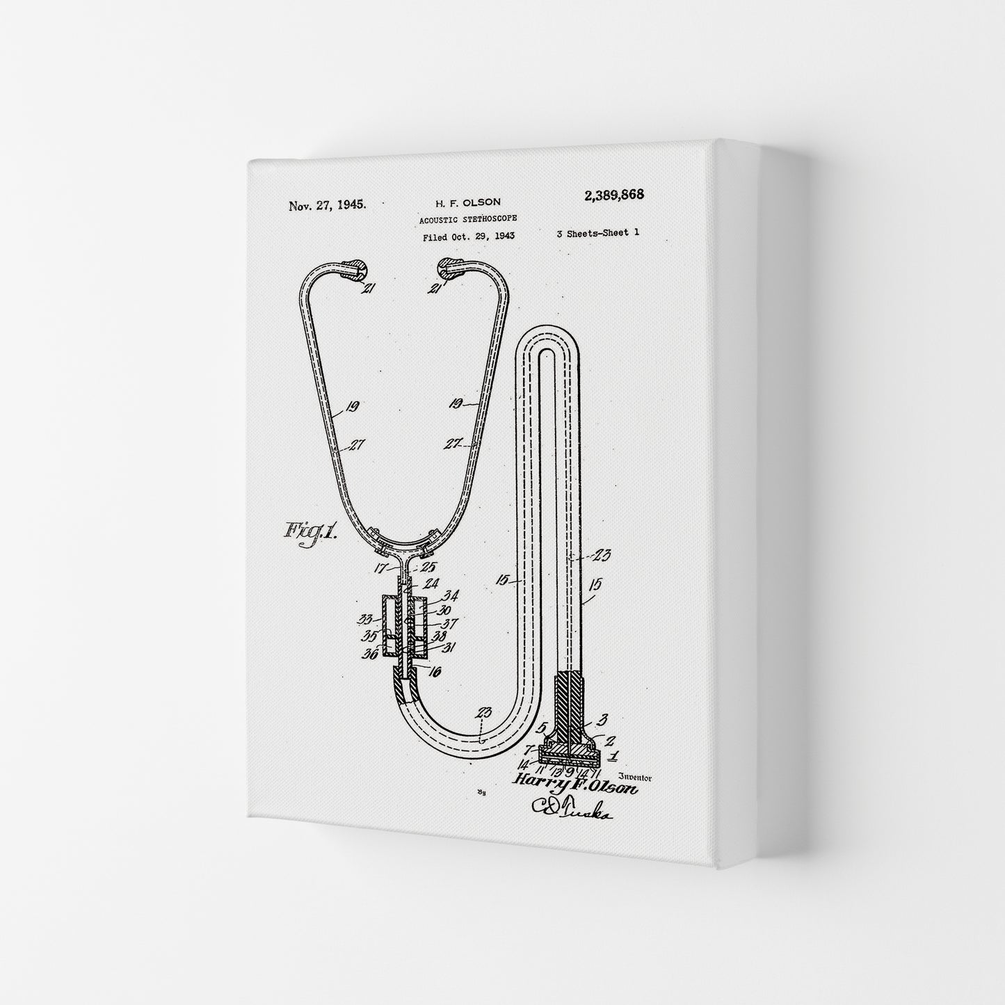 Stethoscope Patent Art Print by Jason Stanley Canvas