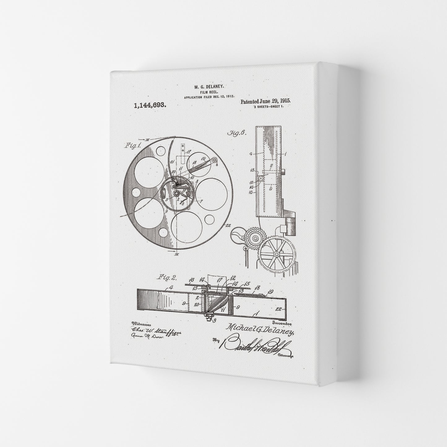 Film Reel Patent 2 Art Print by Jason Stanley Canvas