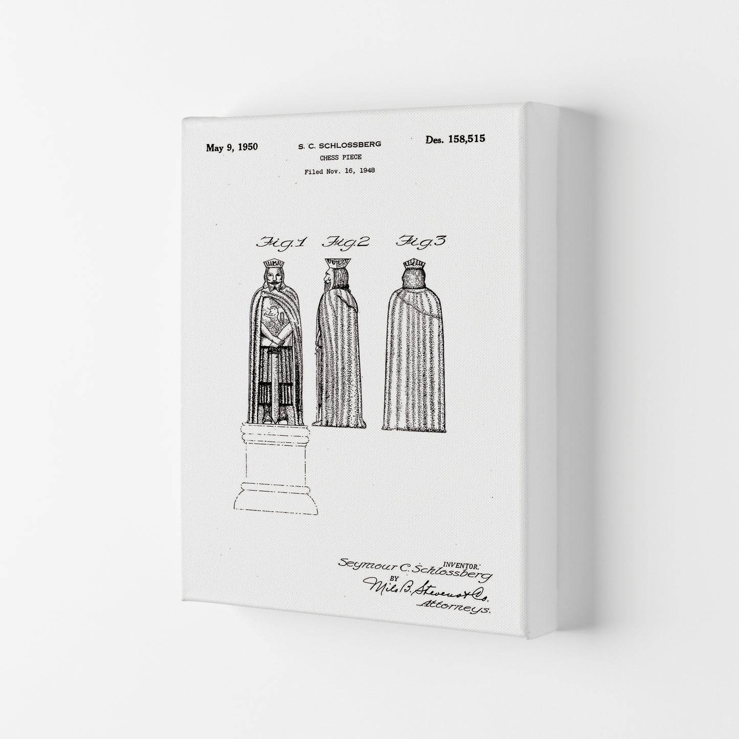 Chess Piece Patent Art Print by Jason Stanley Canvas