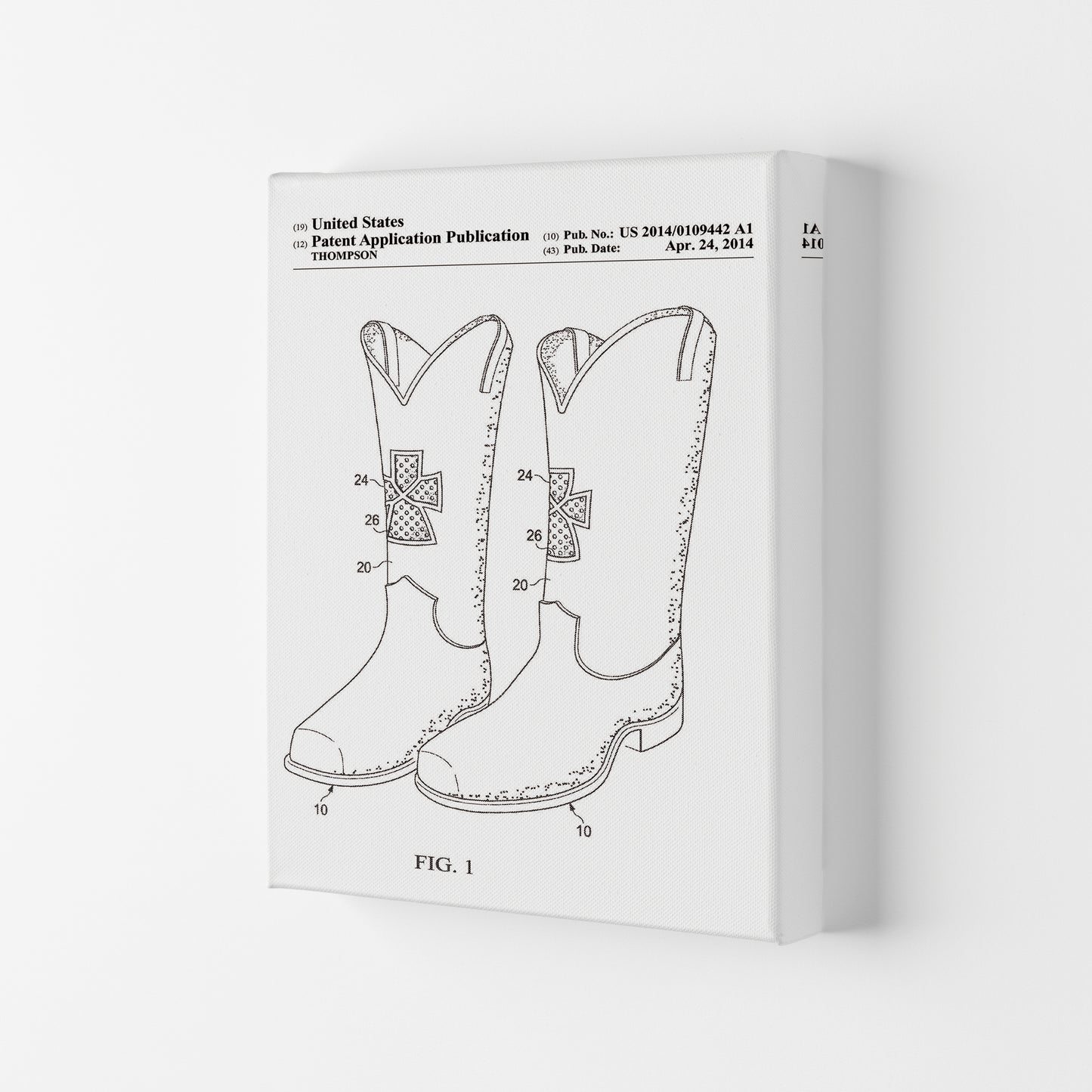 Cowboy Boots Patent Art Print by Jason Stanley Canvas