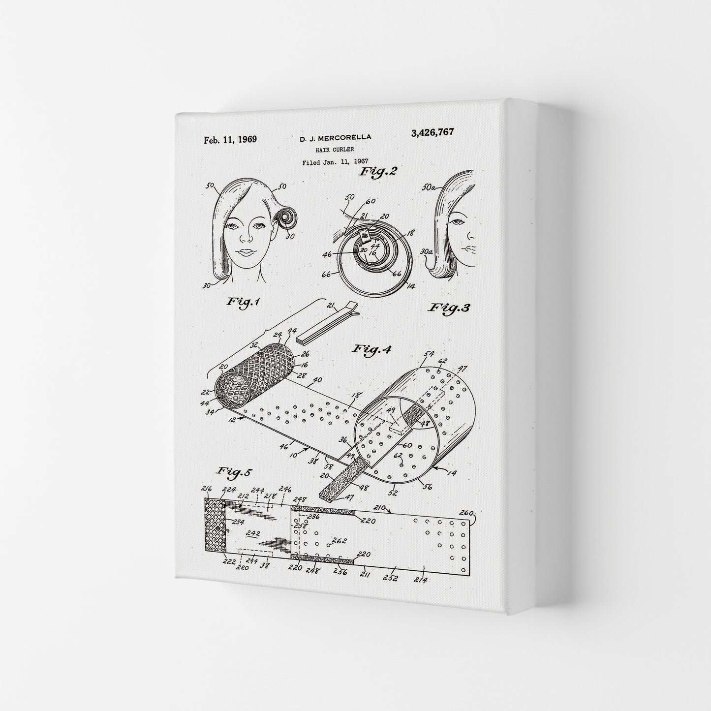 Hair Curler Patent Art Print by Jason Stanley Canvas