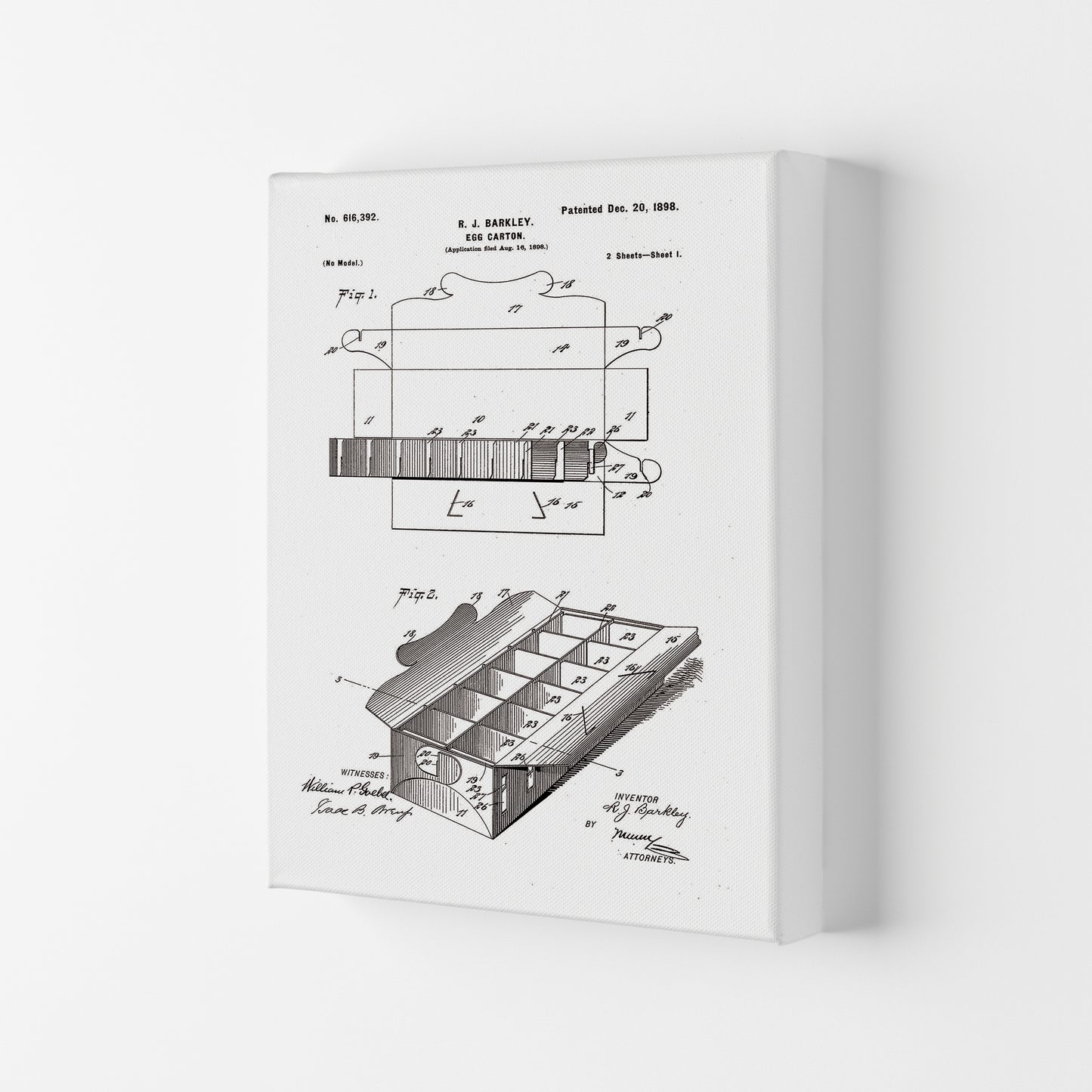 Egg Carton Patent Art Print by Jason Stanley Canvas