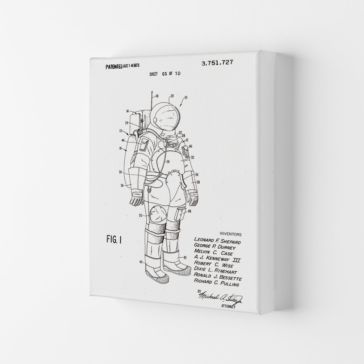 Spacesuit Patent Art Print by Jason Stanley Canvas