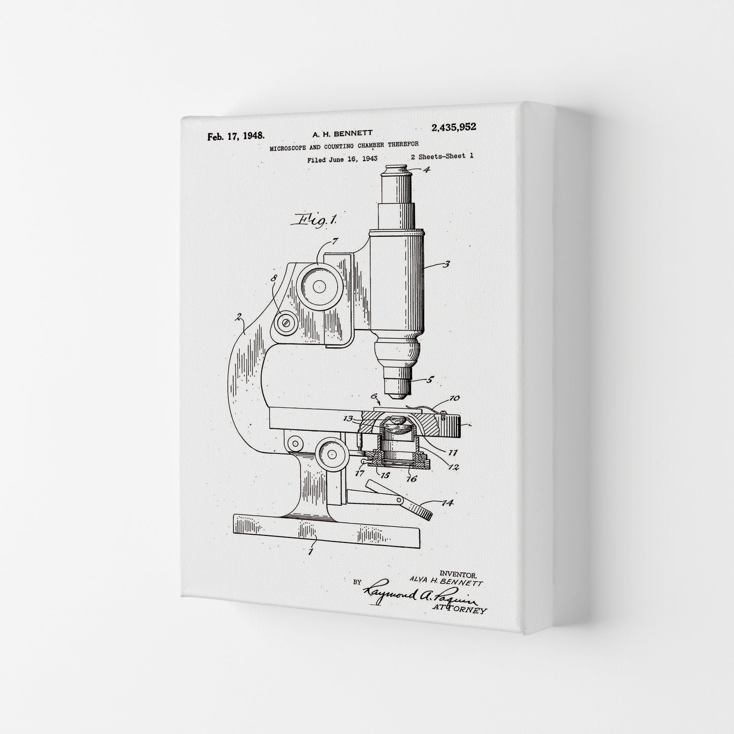 Microscope Patent Art Print by Jason Stanley Canvas