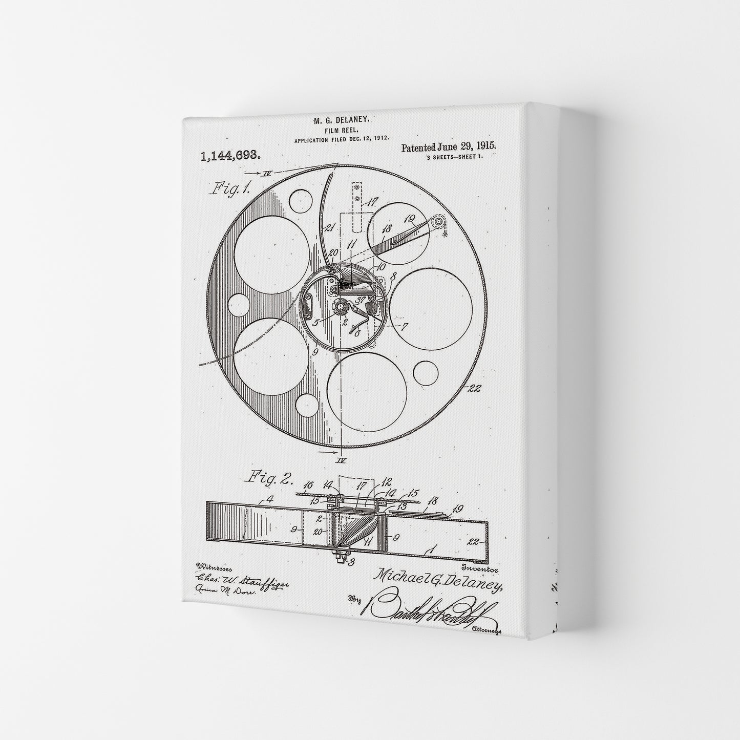 Film Reel Patent Art Print by Jason Stanley Canvas