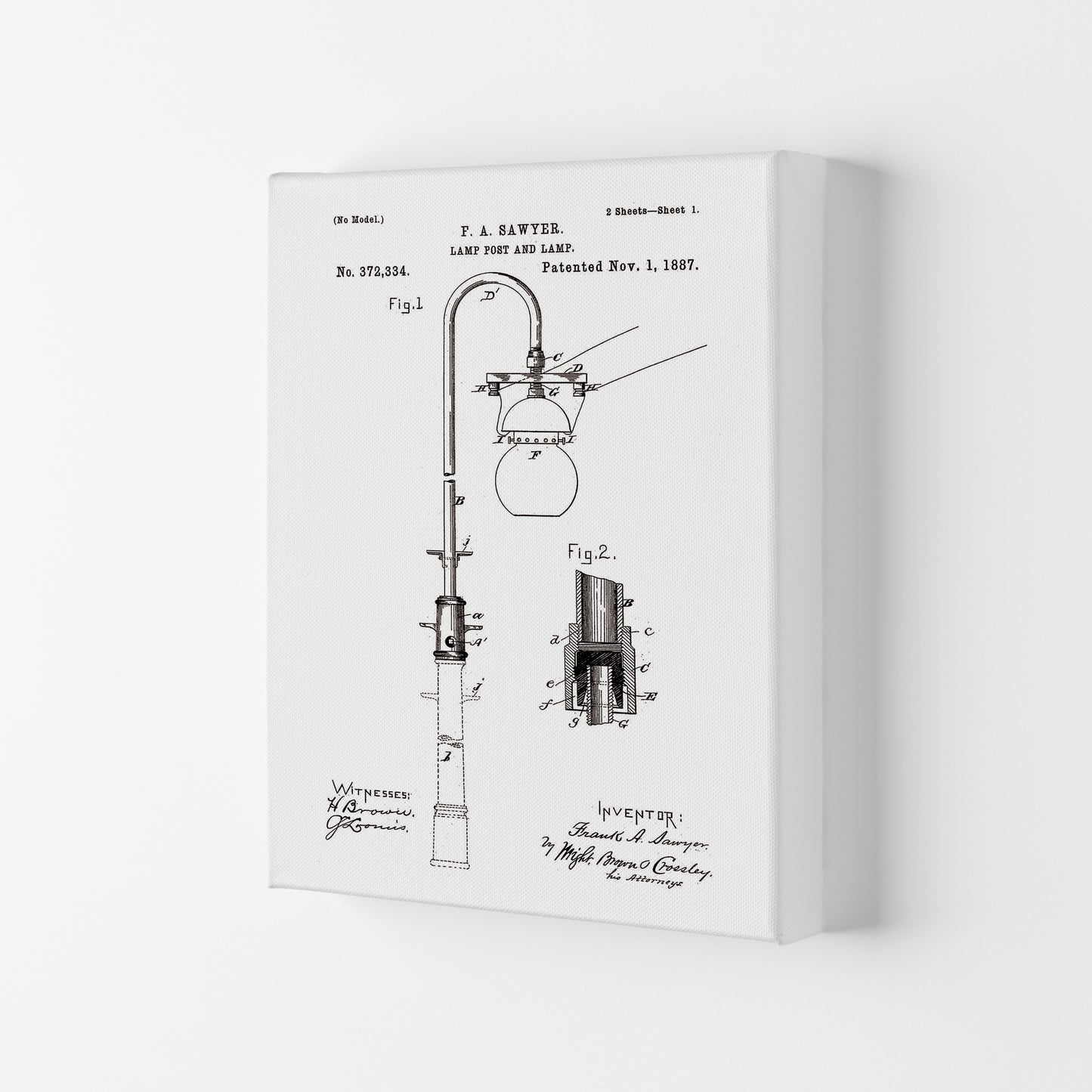 Lamp Post Patent Art Print by Jason Stanley Canvas