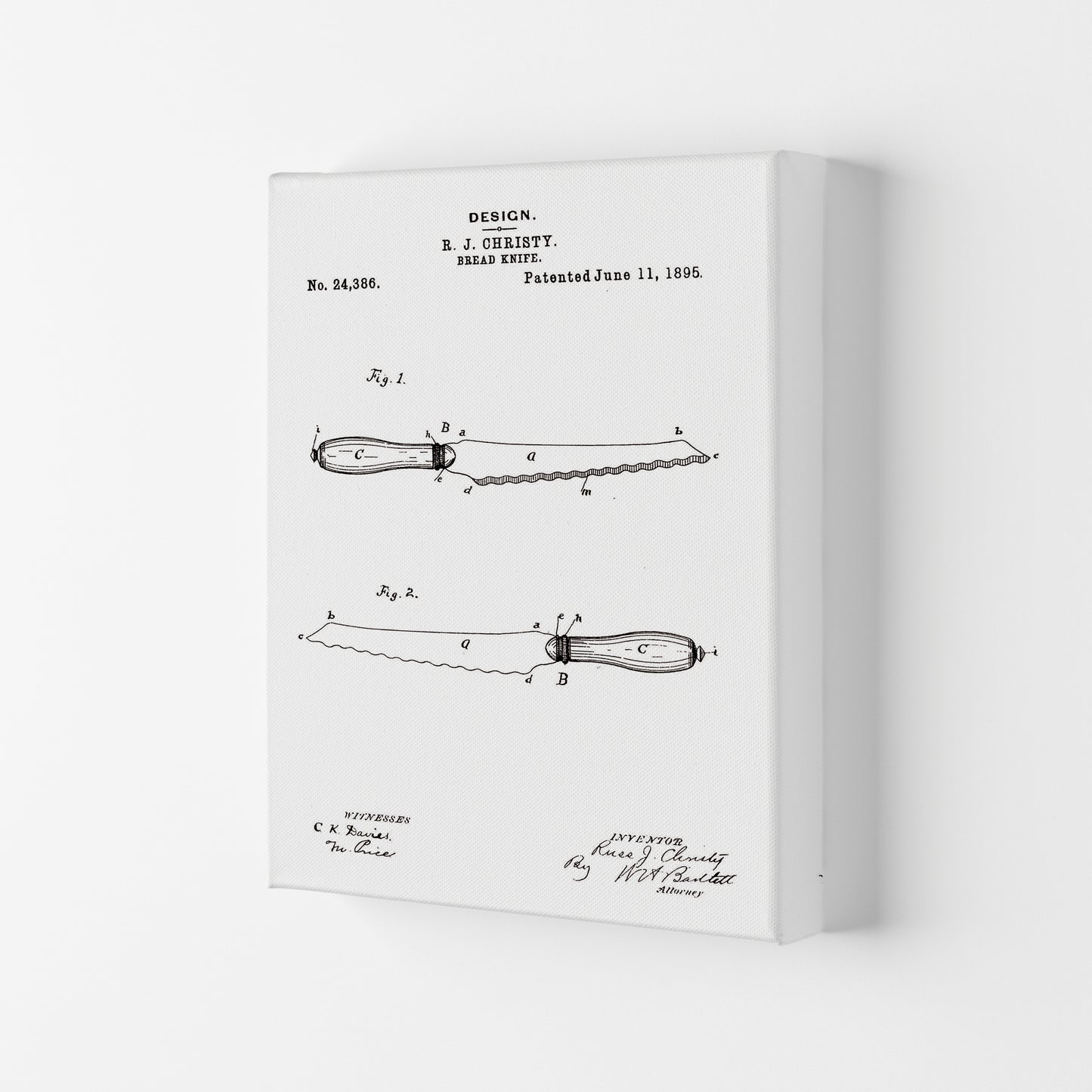 Bread Knife Patent Art Print by Jason Stanley Canvas