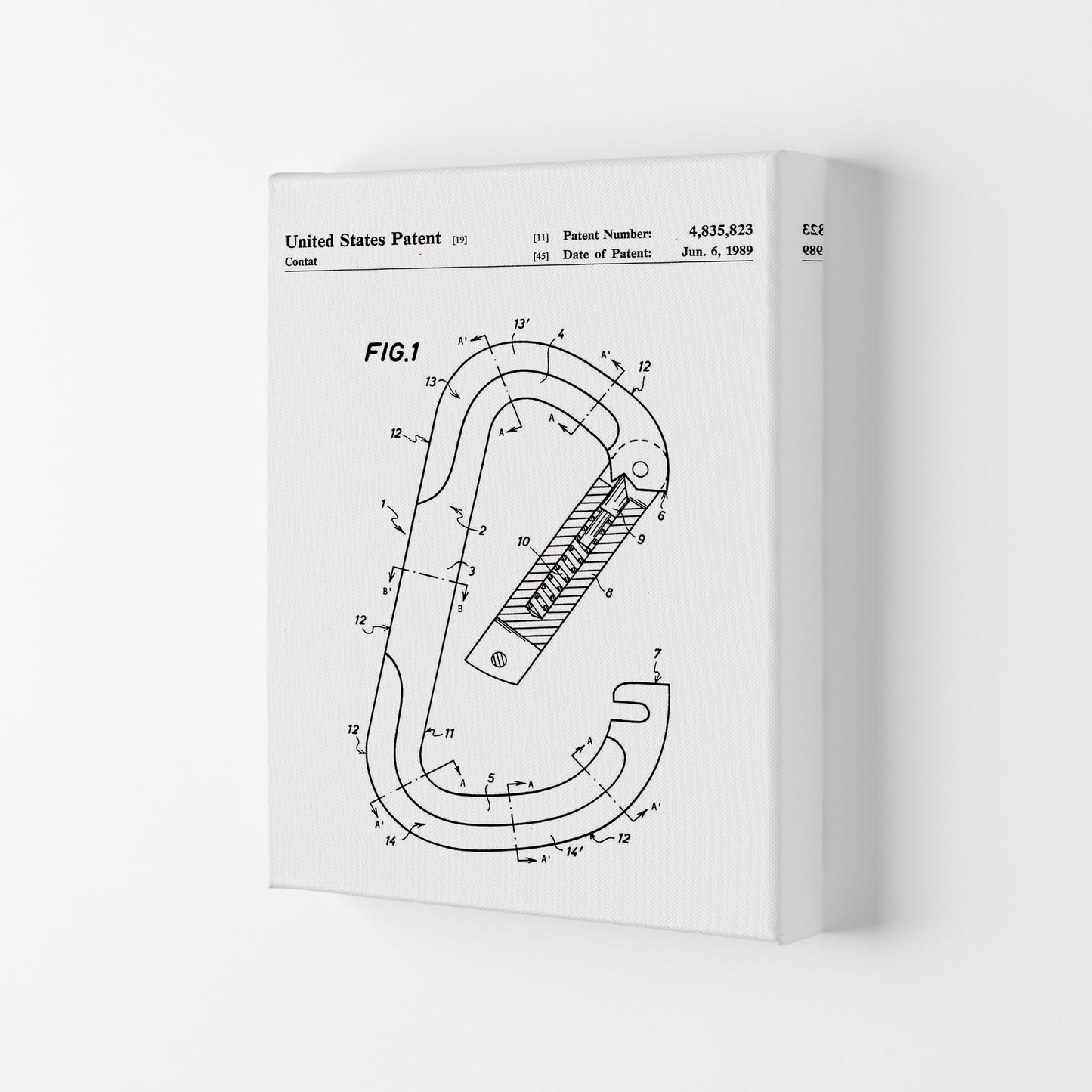 Caribiner Patent Art Print by Jason Stanley Canvas