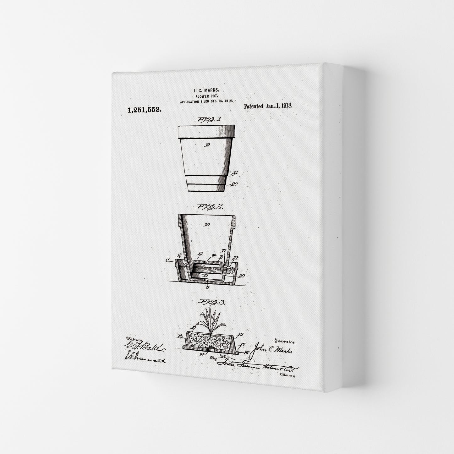Flower Pot Patent Art Print by Jason Stanley Canvas