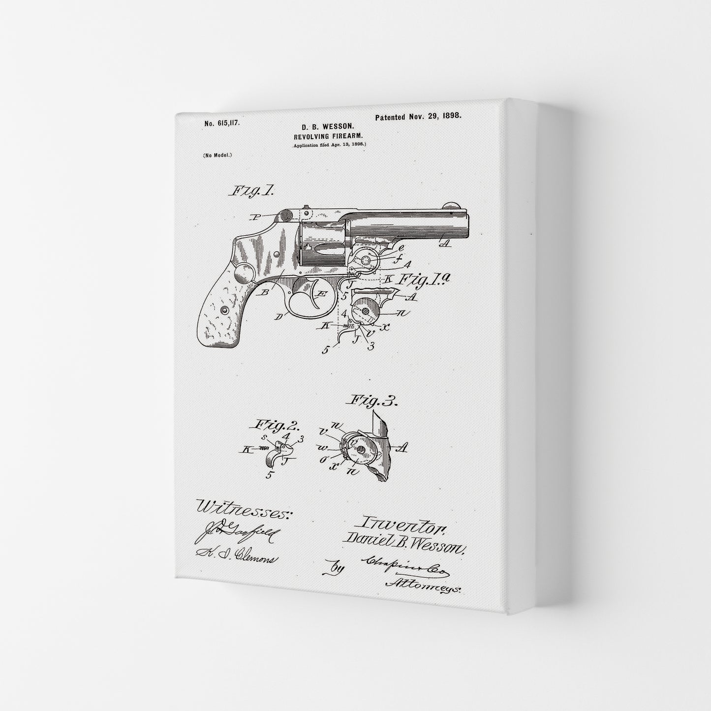 Revolver Patent Art Print by Jason Stanley Canvas