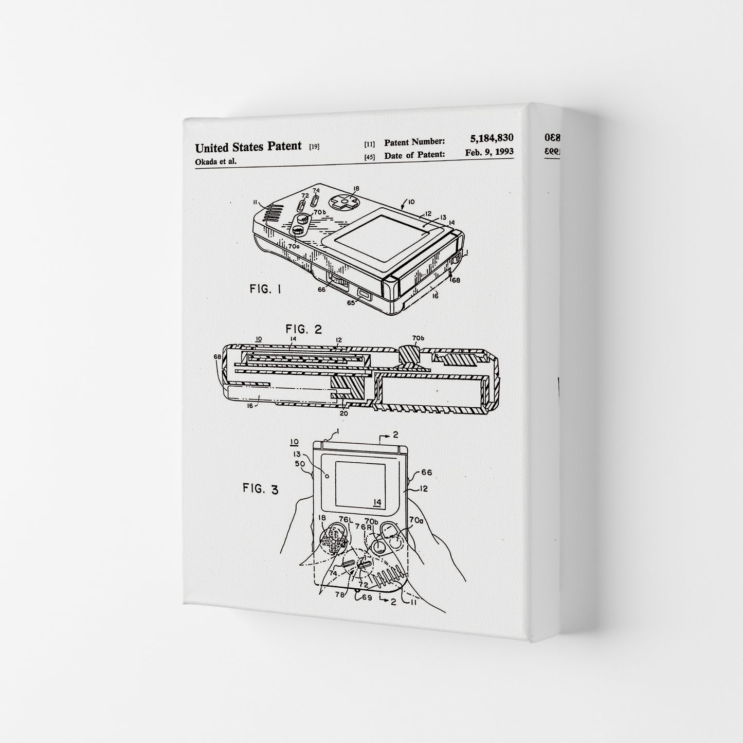 Gameboy Patent Art Print by Jason Stanley Canvas