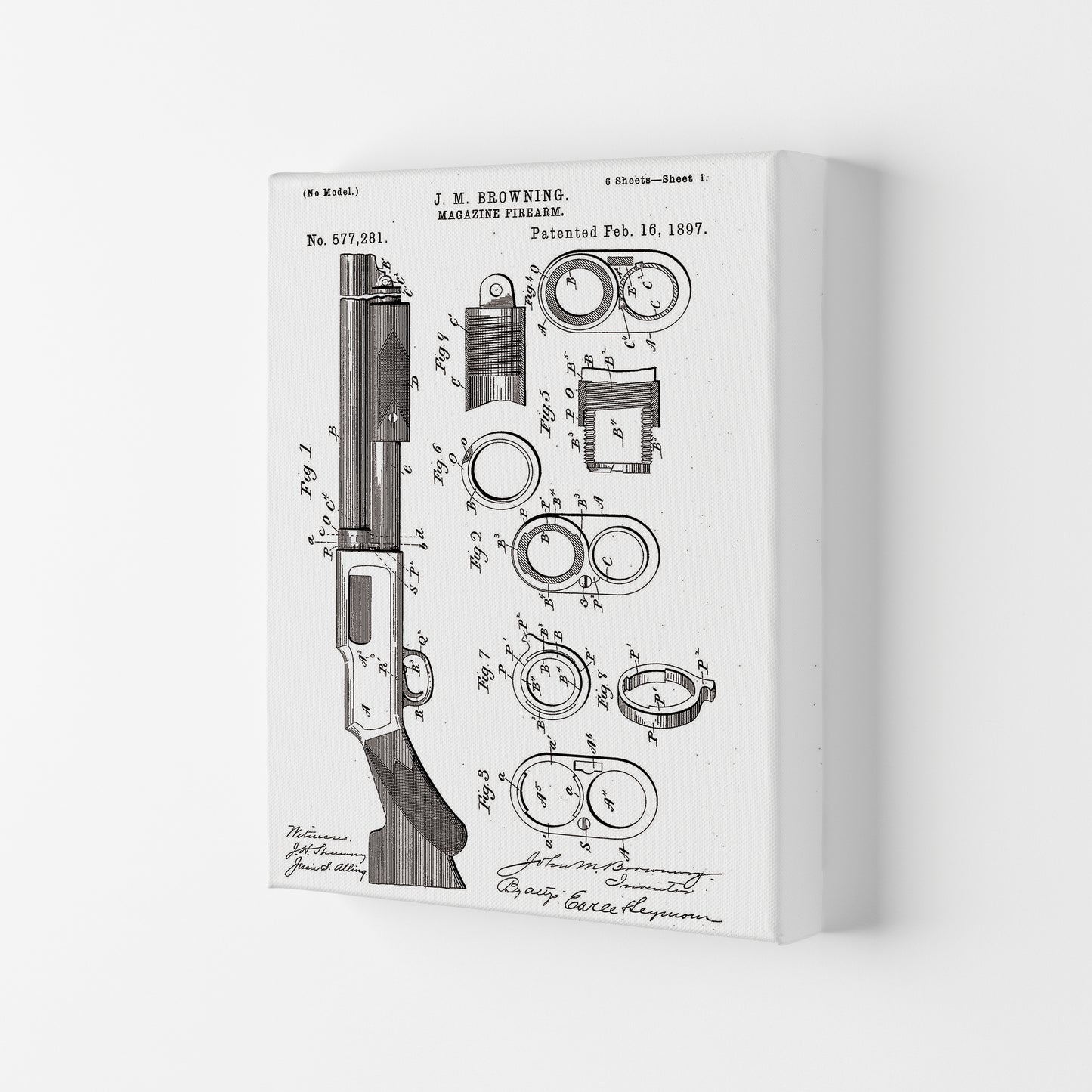 Shotgun Patent Art Print by Jason Stanley Canvas