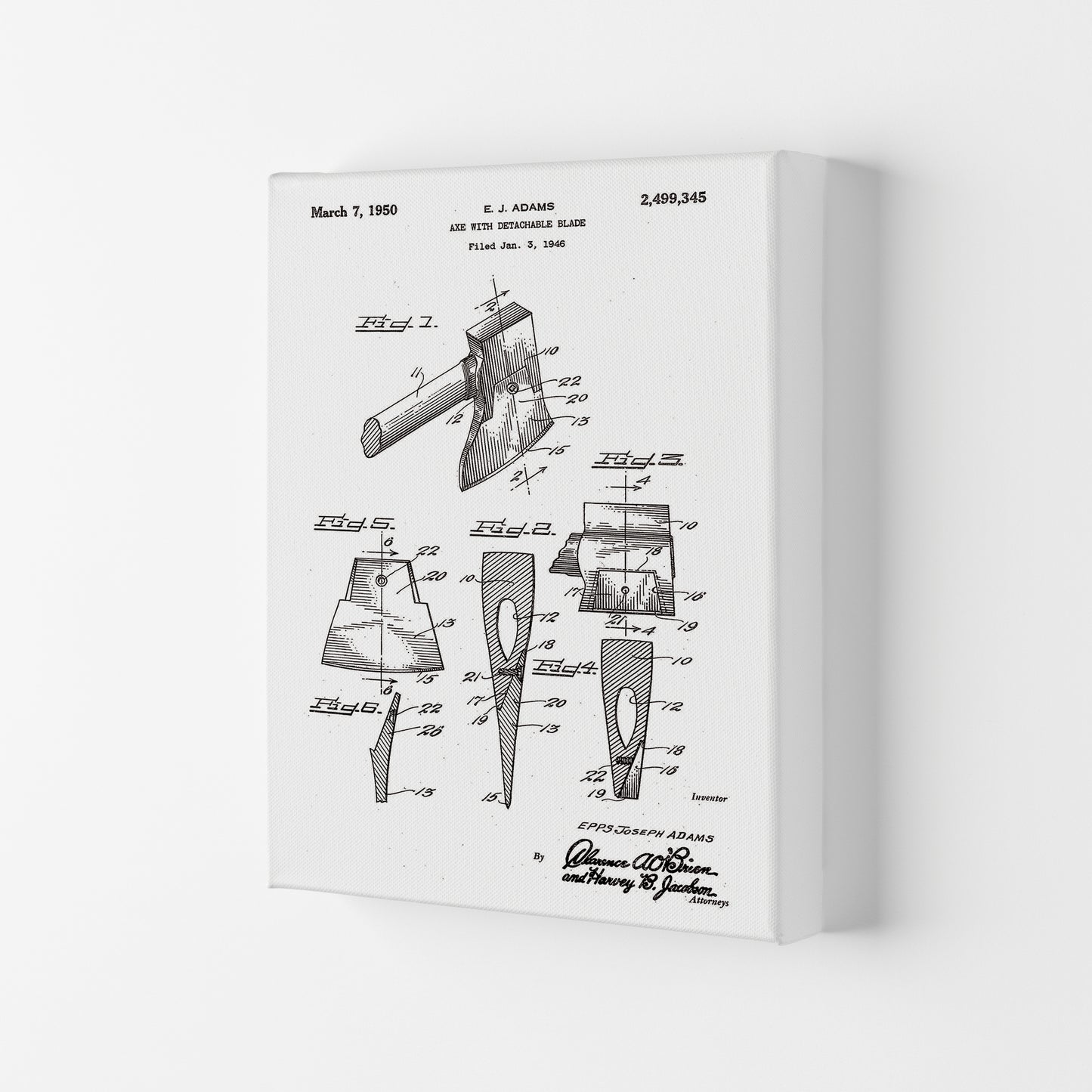 Axe Patent Art Print by Jason Stanley Canvas