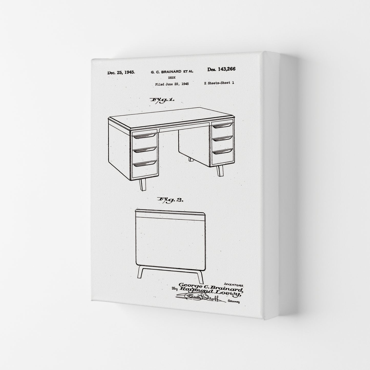 Desk Patent Art Print by Jason Stanley Canvas