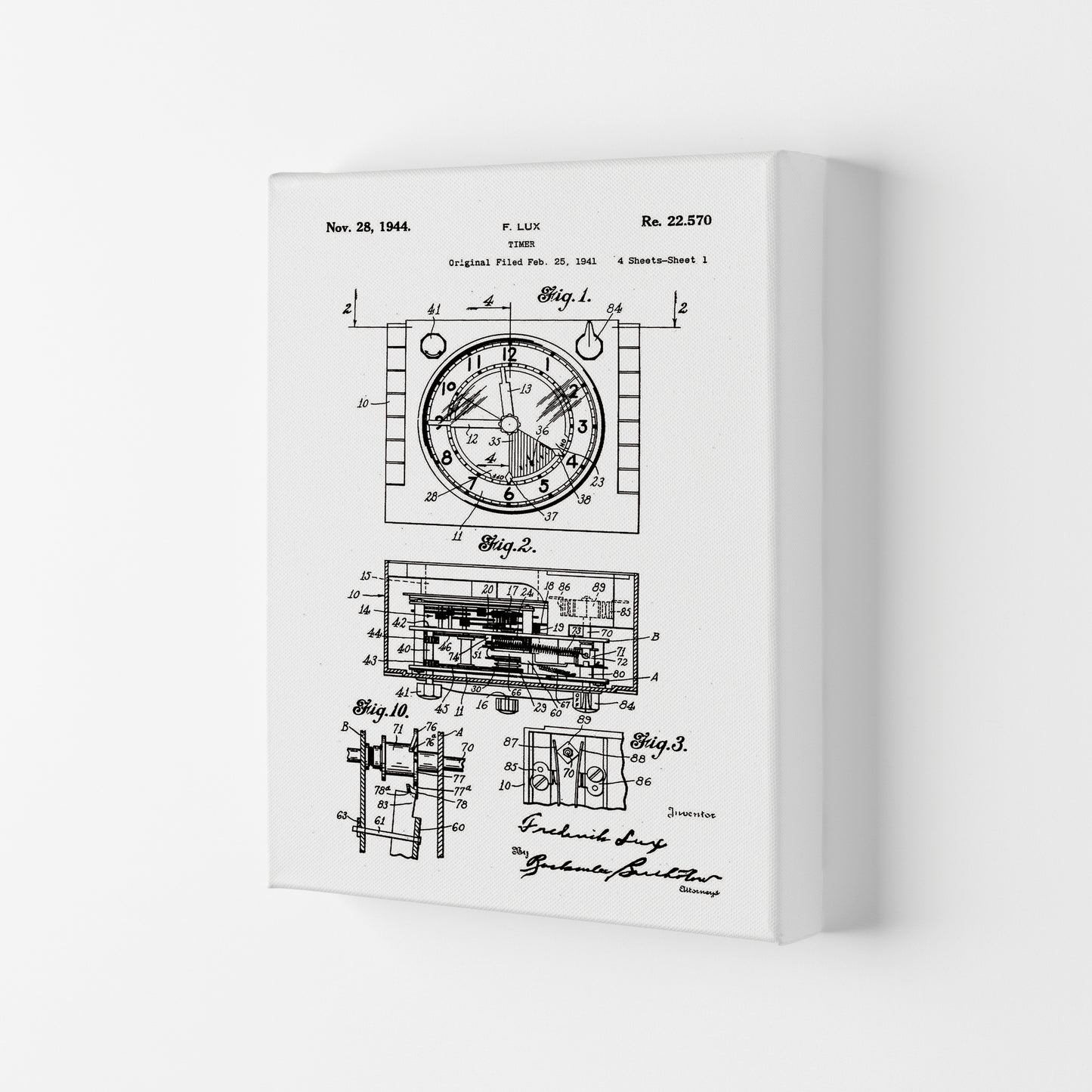 Timer Patent Art Print by Jason Stanley Canvas