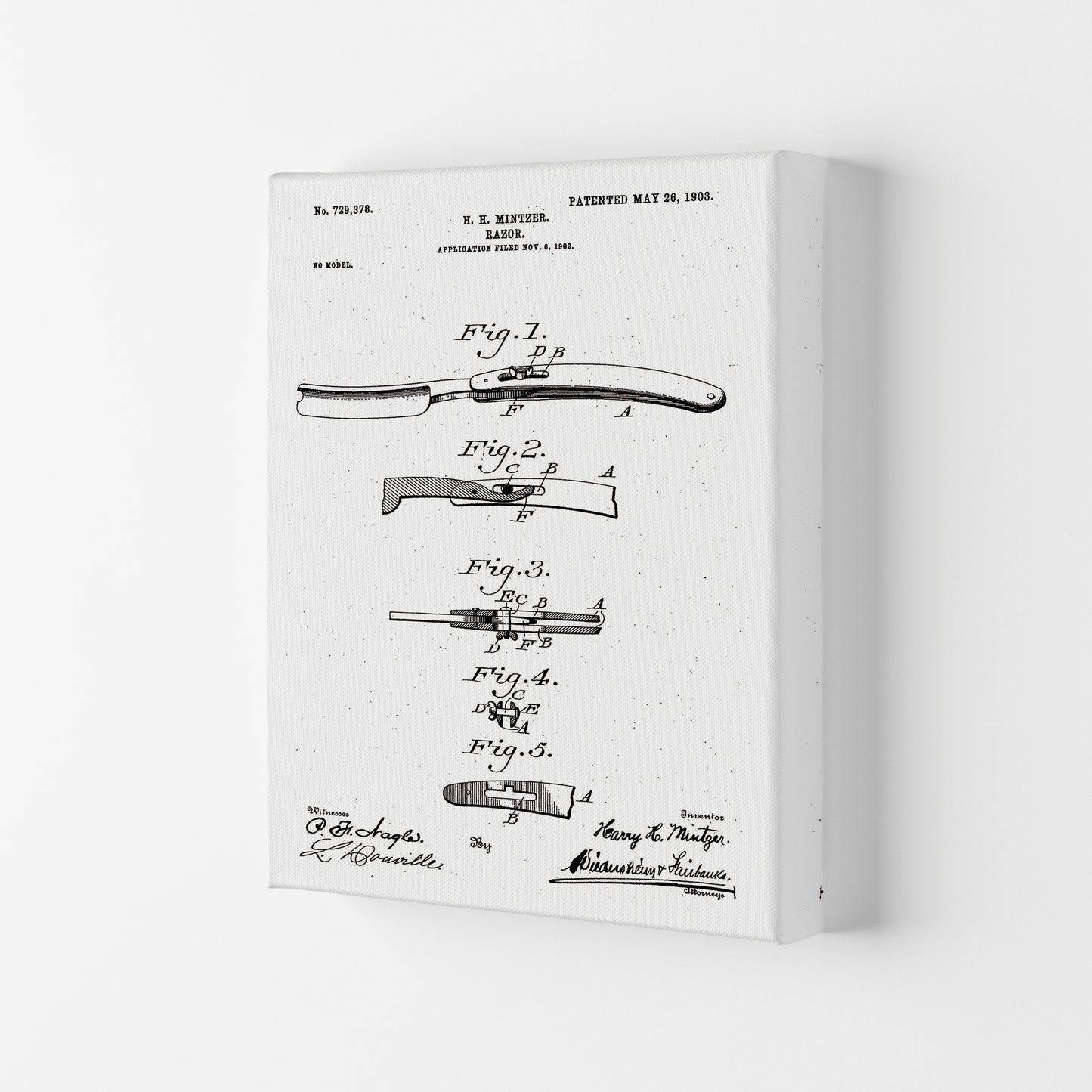 Razor Patent Art Print by Jason Stanley Canvas