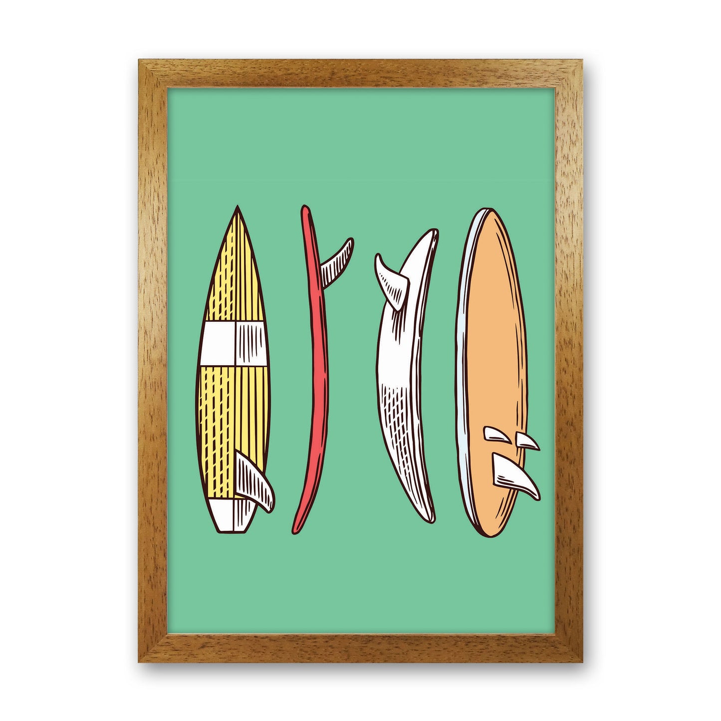 Vintage Surfboard Collection Art Print by Jason Stanley Oak Grain