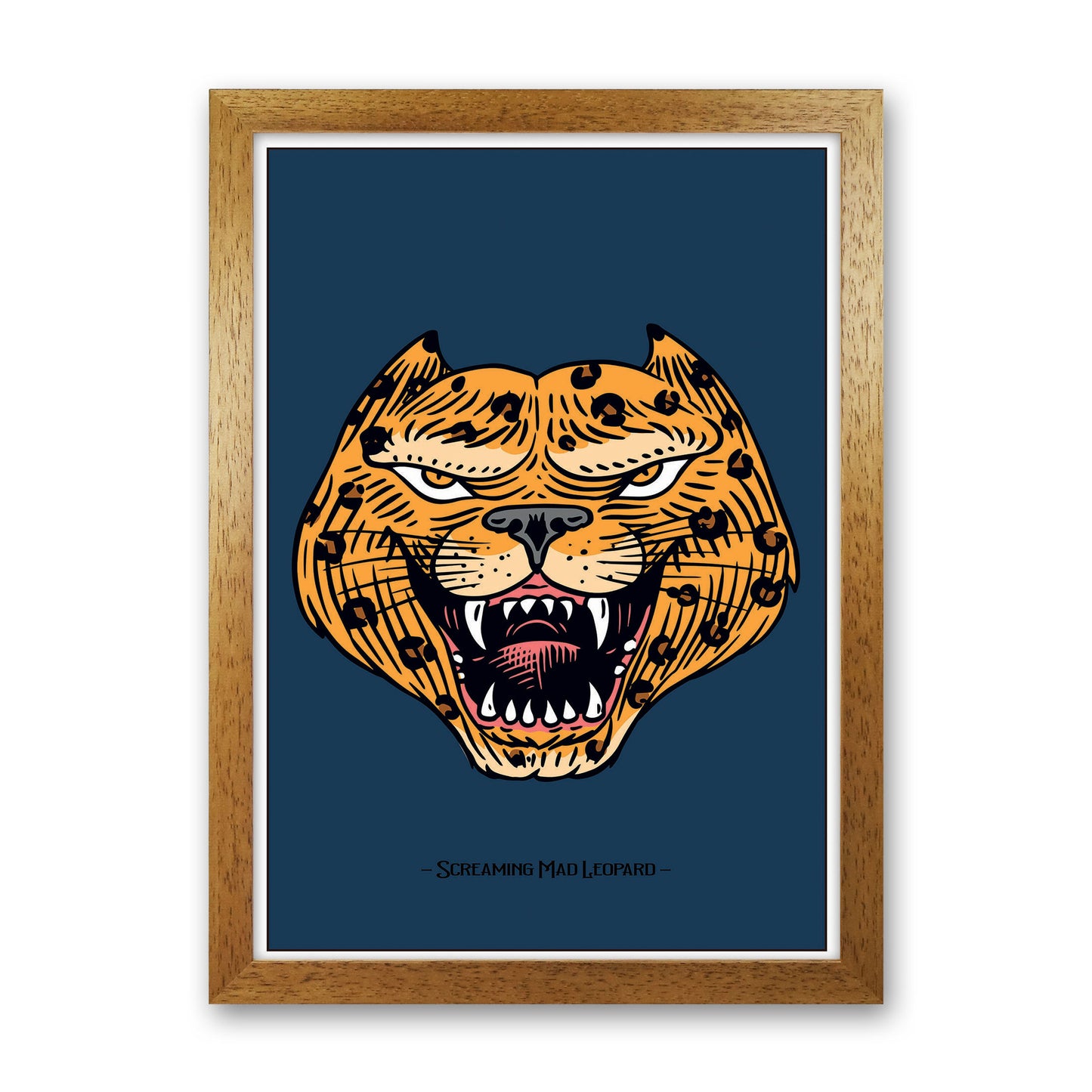 Screaming Mad Leopard Art Print by Jason Stanley Oak Grain