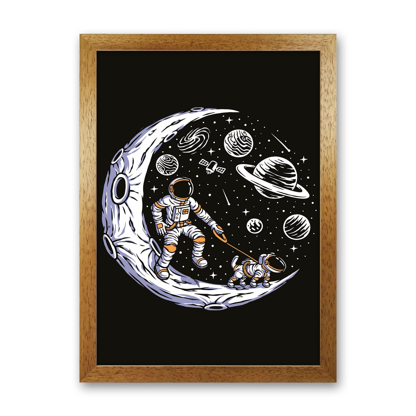 Doggie Moon Walks Art Print by Jason Stanley Oak Grain