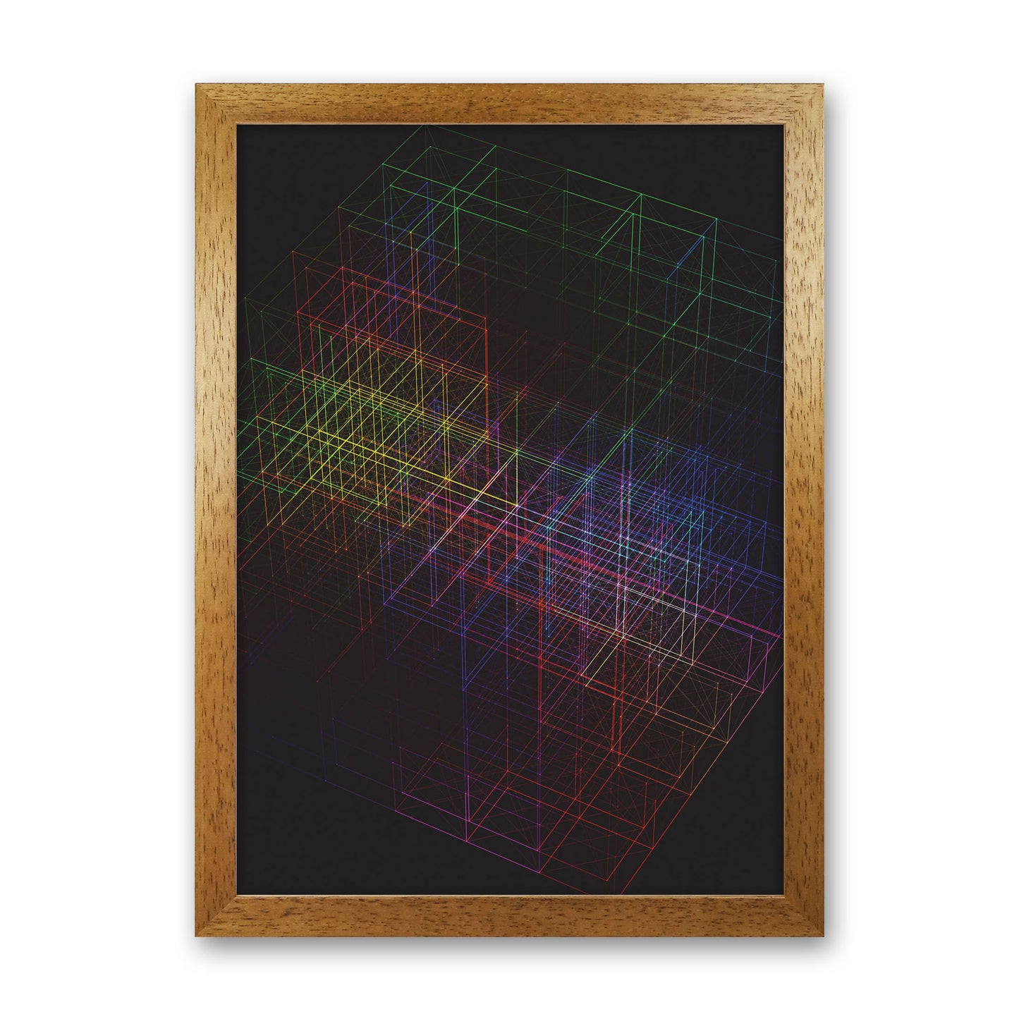 Laser Cube Art Print by Jason Stanley Oak Grain