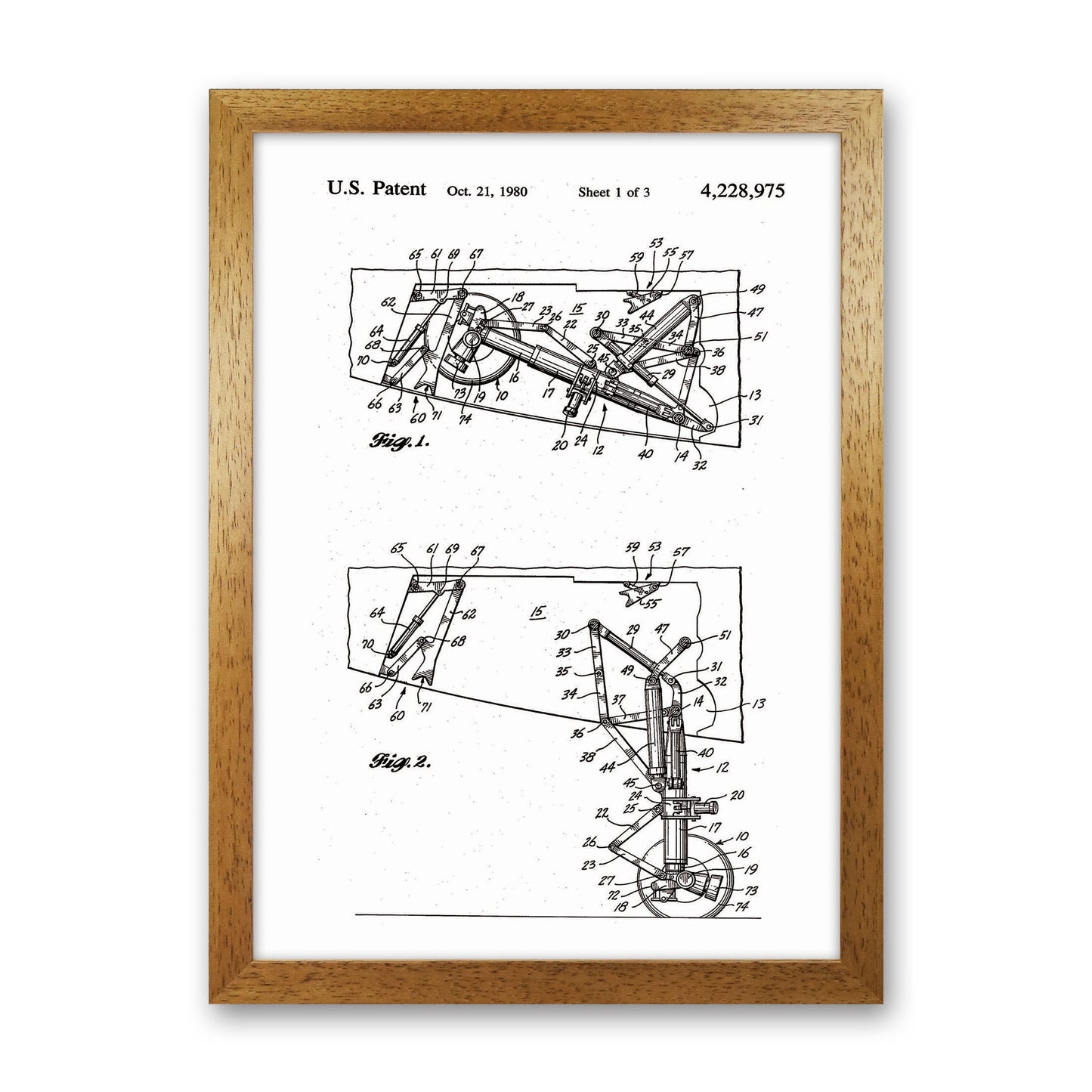 Airplane Landing Gear Patent Art Print by Jason Stanley Oak Grain