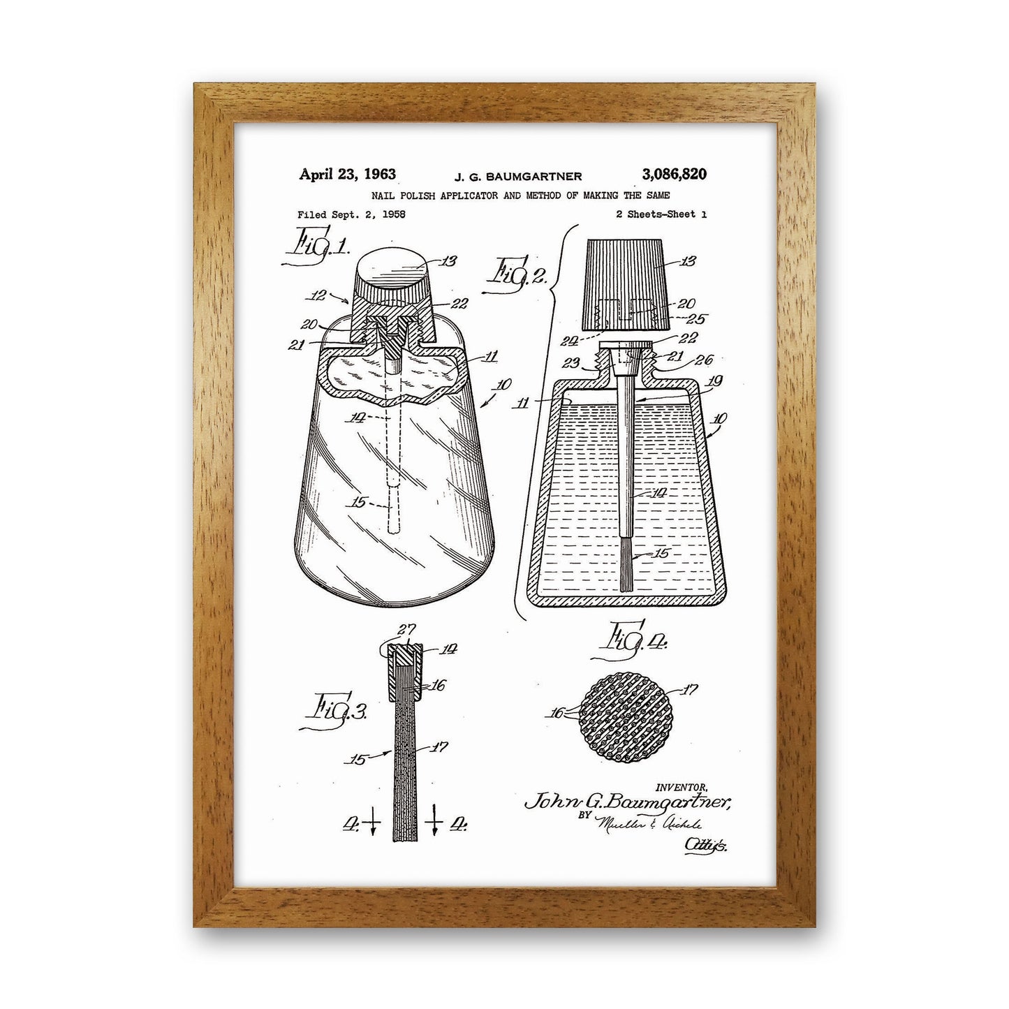 Nail Polish Applicator Patent Art Print by Jason Stanley Oak Grain