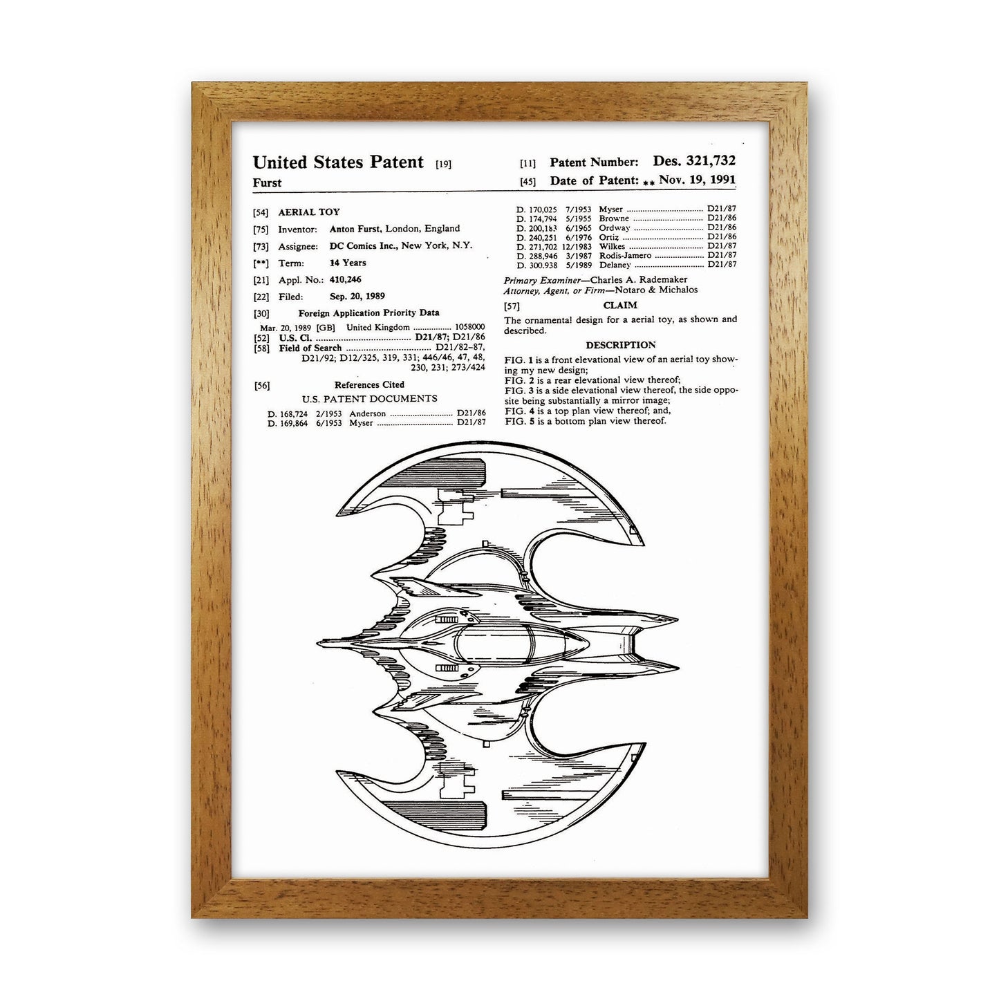 Batwing Patent Side View Art Print by Jason Stanley Oak Grain
