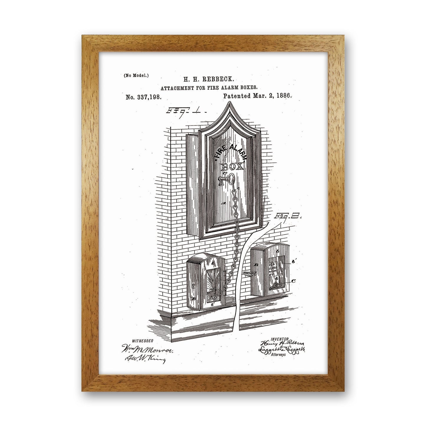 Fire Alarm Box Patent Art Print by Jason Stanley Oak Grain