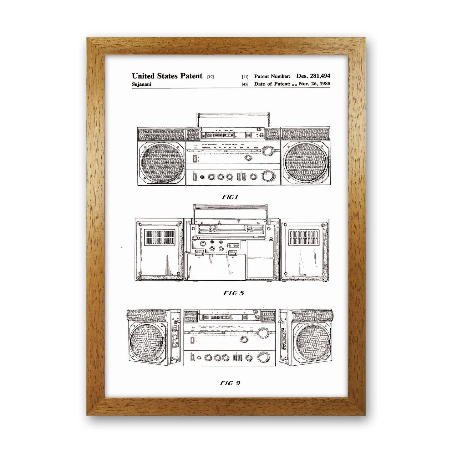 Ghetto Blaster Patent Art Print by Jason Stanley Oak Grain