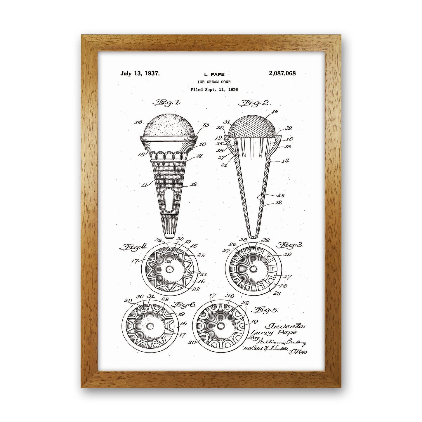 Ice Cream Cone Patent Art Print by Jason Stanley Oak Grain