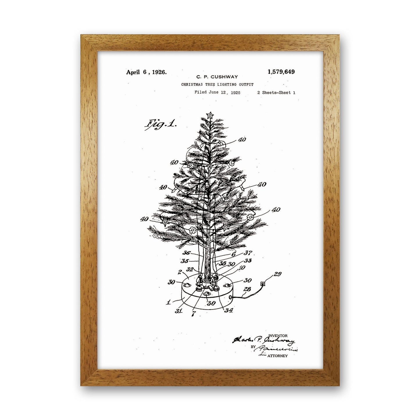 Christmas Tree Patent Art Print by Jason Stanley Oak Grain