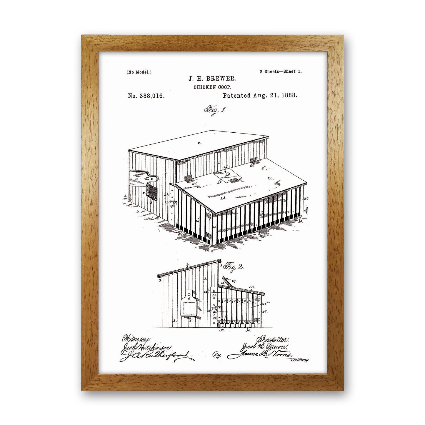 Chicken Coop Patent Art Print by Jason Stanley Oak Grain